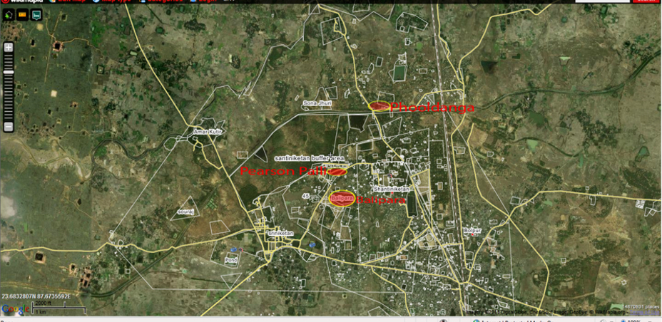 A map where location marked with red.